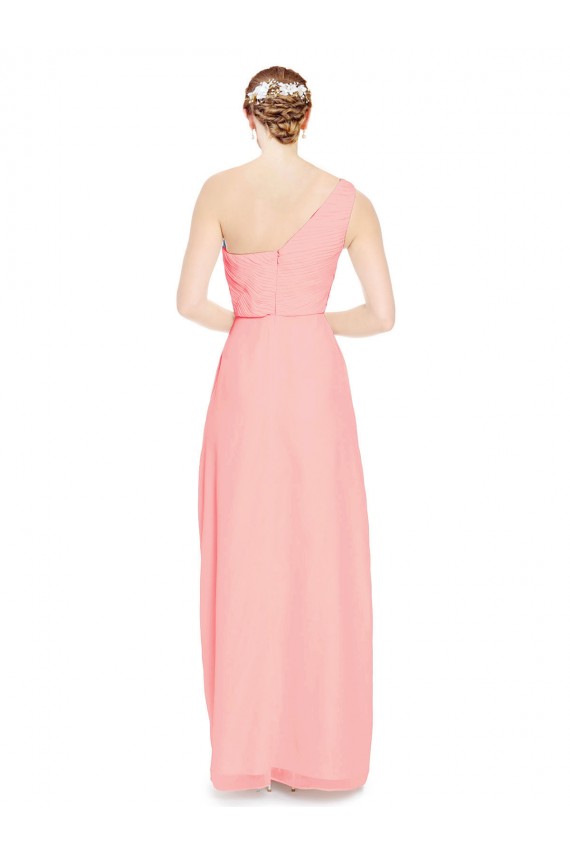 Sleeveless Sweetheart Soft Chiffon Salmon Long Bridal Party Dress Bath
