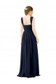 Sleeveless Square Neck Soft Chiffon Dusty Blue Long Bridesmaid Dress Bath