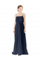 Sleeveless Spaghetti straps Chiffon Dark Navy Long Bridesmaid Dress / Evening Gowns Bath