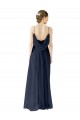 Sleeveless Spaghetti straps Chiffon Dark Navy Long Bridesmaid Dress / Evening Gowns Bath