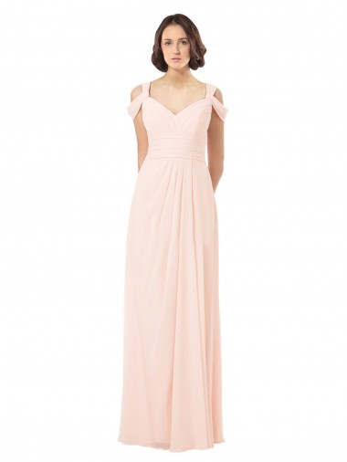 Sleeveless Sweetheart Chiffon Pink Long Bridesmaid Dress / Evening Dress Bath