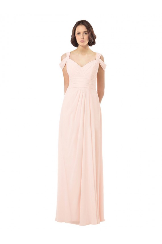 Sleeveless Sweetheart Chiffon Pink Long Bridesmaid Dress / Evening Dress Bath