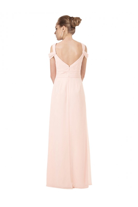 Sleeveless Sweetheart Chiffon Pink Long Bridesmaid Dress / Evening Dress Bath