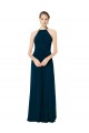 Sleeveless Halter Neck Soft Chiffon Midnight Green Long Bridesmaid Dress Bath
