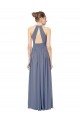 Sleeveless Halter Neck Chiffon Royal Blue Long Bridesmaid Dress / Evening Dress Bath