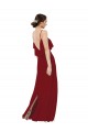 Sleeveless Scoop Neck Soft Chiffon Burgundy Long Bridesmaid Dress Bath