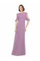 Cold Shoulder High Neck Soft Chiffon Dark Lavender Long Bridesmaid Dresses Bath