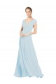 Sleeveless V-Neck Soft Chiffon Sea Glass Long Bridesmaid Dress Bath