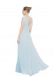 Sleeveless V-Neck Soft Chiffon Sea Glass Long Bridesmaid Dress Bath