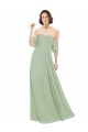 Cold Shoulder Off the Shoulder Soft Chiffon Smoke Green Long Bridesmaid Dress Bath