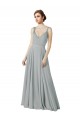 Sleeveless V-Neck Chiffon Silver Long Bridesmaid Dress / Evening Dress Bath