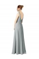 Sleeveless V-Neck Chiffon Silver Long Bridesmaid Dress / Evening Dress Bath
