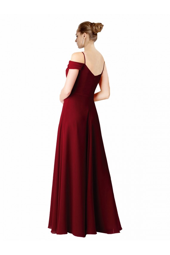 Sleeveless Sweetheart Chiffon Burgundy Long Bridesmaid Dress / Evening Dress Bath