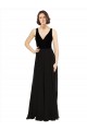 Sleeveless V-Neck Soft Chiffon & Velvet Black Long Prom Dress / Bridesmaid Dress Bath