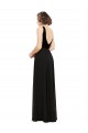 Sleeveless V-Neck Soft Chiffon & Velvet Black Long Prom Dress / Bridesmaid Dress Bath