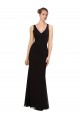 Sleeveless V-Neck Soft Chiffon Black Long Bridesmaid Gown Bath