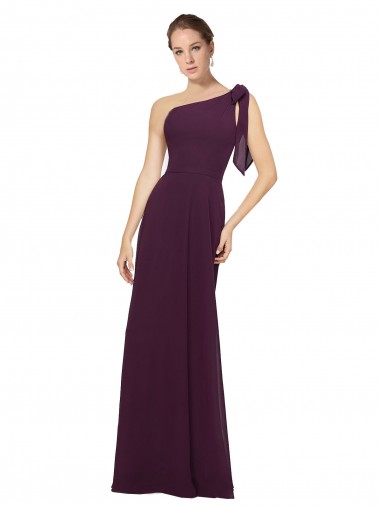 Sleeveless One Shoulder Soft Chiffon Grape Long Bridesmaid Dresses Bath