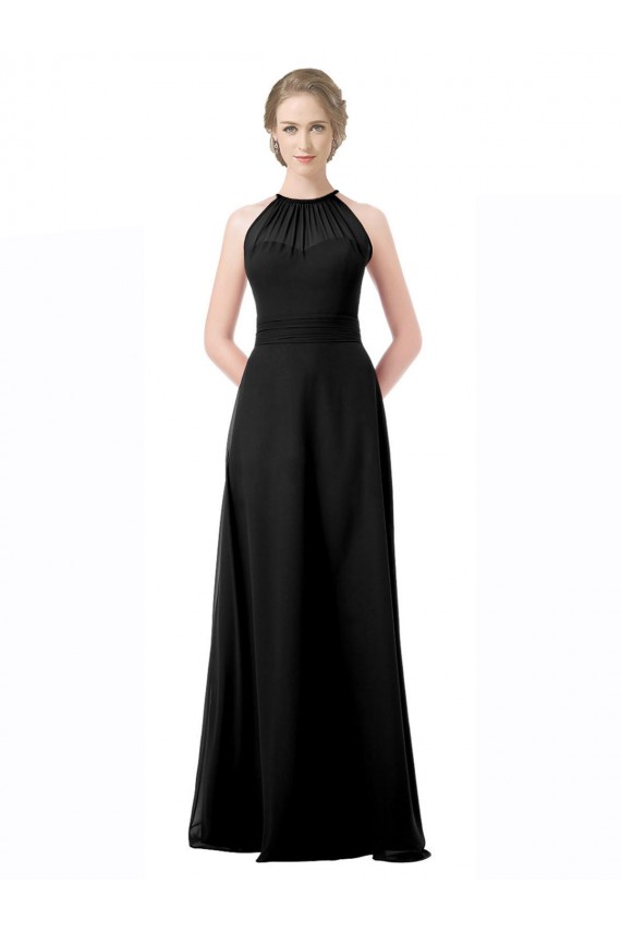 Sleeveless Sweetheart Chiffon Black Long Formal Dress / Bridesmaid Dress Bath