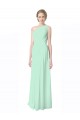 Sleeveless One Shoulder Soft Chiffon Mint Green Long Bridesmaid Dress Bath