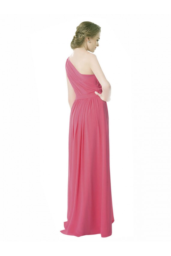 Sleeveless One Shoulder Soft Chiffon Mint Green Long Bridesmaid Dress Bath