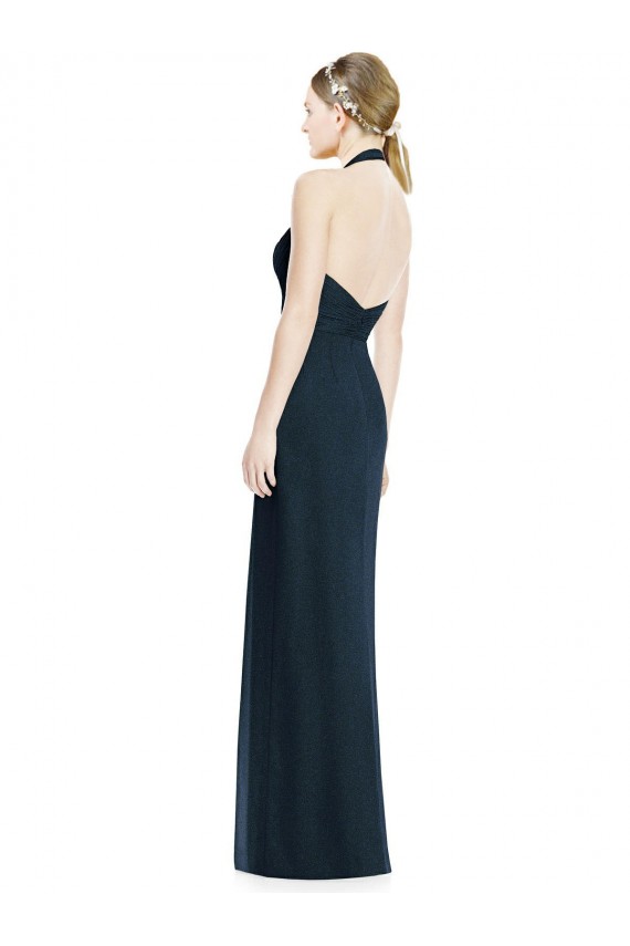 Sleeveless V-Neck Soft Chiffon Dark Navy Long Formal Dress / Bridesmaid Dress Bath