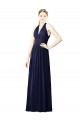 Sleeveless V-Neck Chiffon Dark Navy Long Bridesmaid Dresses Bath