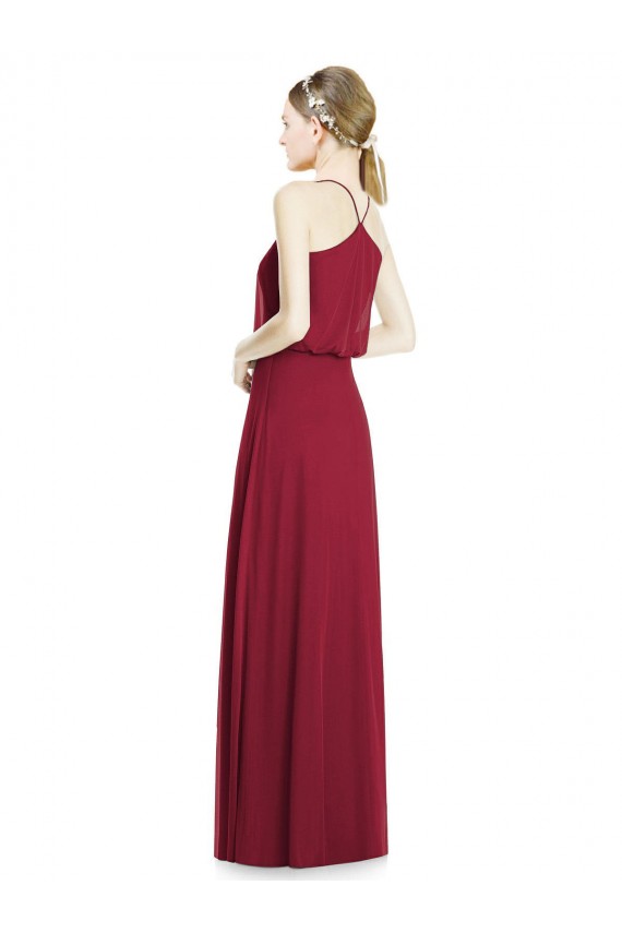 Sleeveless V-Neck Soft Chiffon Burgundy Long Evening Gowns / Bridesmaid Dress Bath