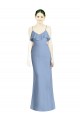 Sleeveless V-Neck Soft Chiffon Dusty Blue Long Bridesmaid Dresses Bath