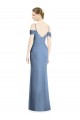 Cold Shoulder Jewel Soft Chiffon Dusty Blue Long Formal Evening Gown / Bridesmaid Dress Bath