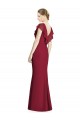 Sleeveless V-Neck Soft Chiffon Burgundy Trumpet Long Bridesmaid Dress Bath