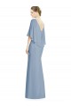 Sleeveless V-Neck Soft Chiffon Dusty Blue Trumpet Long Bridesmaid Dress Bath