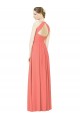 Sleeveless Halter Neck Soft Chiffon Coral Long Bridesmaid Dress Bath