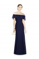 Sleeveless Off the Shoulder Soft Chiffon Dark Navy Long Bridesmaid Dress Bath