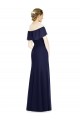 Sleeveless Off the Shoulder Soft Chiffon Dark Navy Long Bridesmaid Dress Bath
