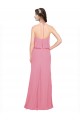 Sleeveless High Neck Soft Chiffon Skin Pink Long Bridesmaid Dress Bath
