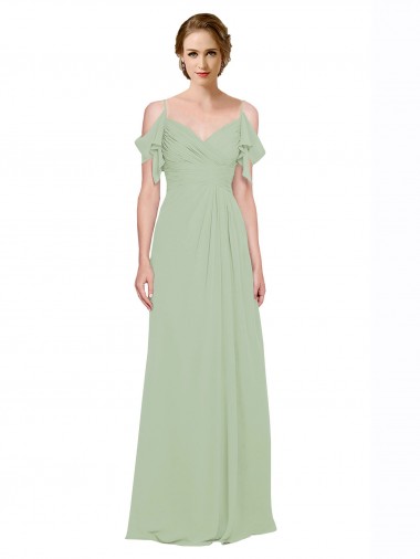 Sleeveless Sweetheart Lxue Chiffon Smoke Green Long Bridesmaid Dress Bath