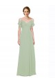 Sleeveless Sweetheart Lxue Chiffon Smoke Green Long Bridesmaid Dress Bath
