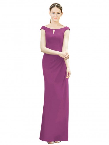 Sleeveless High Neck Soft Chiffon Wild Berry Long Bridesmaid Dress Bath