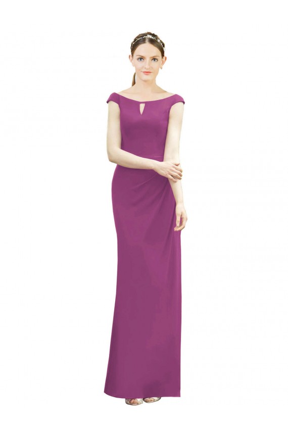 Sleeveless High Neck Soft Chiffon Wild Berry Long Bridesmaid Dress Bath