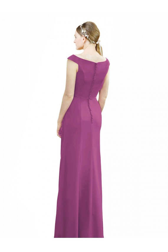 Sleeveless High Neck Soft Chiffon Wild Berry Long Bridesmaid Dress Bath
