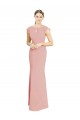 Cap Sleeves High Neck Soft Chiffon Bliss Pink Long Formal Dress / Bridesmaid Dress Bath
