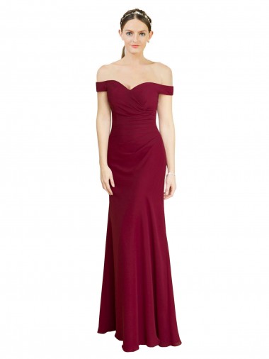 Sleeveless Off the Shoulder Soft Chiffon Burgundy Long Black Tie Prom Dress / Bridesmaid Dress Bath