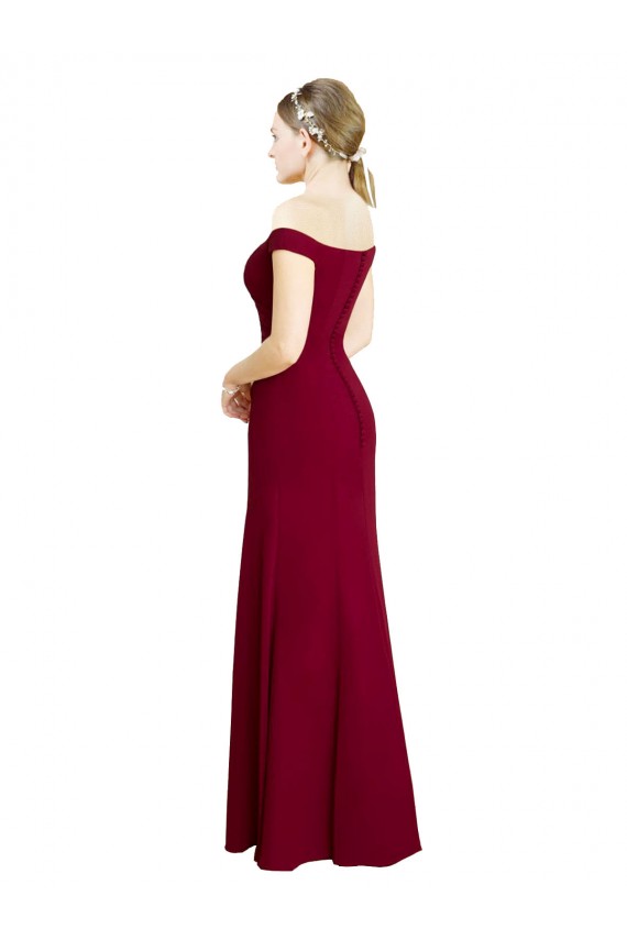 Sleeveless Off the Shoulder Soft Chiffon Burgundy Long Black Tie Prom Dress / Bridesmaid Dress Bath