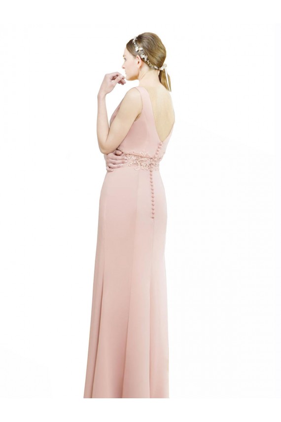 Sleeveless High Neck Soft Chiffon Bliss Pink Long Bridesmaid Dress Bath