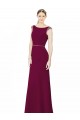 Sleeveless High Neck Soft Chiffon Burgundy Long Bridesmaid Dress Bath