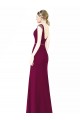 Sleeveless High Neck Soft Chiffon Burgundy Long Bridesmaid Dress Bath