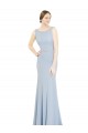 Sleeveless High Neck Soft Chiffon Light Sky Blue Long Bridesmaid Dress Bath