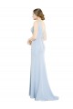 Sleeveless High Neck Soft Chiffon Light Sky Blue Long Bridesmaid Dress Bath