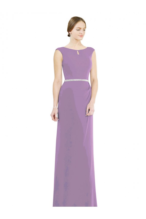 Sleeveless High Neck Soft Chiffon Dark Lavender Long Formal Dress / Bridesmaid Dress Bath