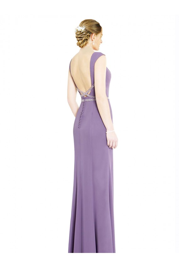 Sleeveless High Neck Soft Chiffon Dark Lavender Long Formal Dress / Bridesmaid Dress Bath
